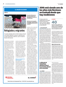 Sección mensual de Cáritas en El Correo. 1 de abril 2016.