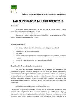 TALLER DE PASCUA MULTIDEPORTE 2016.