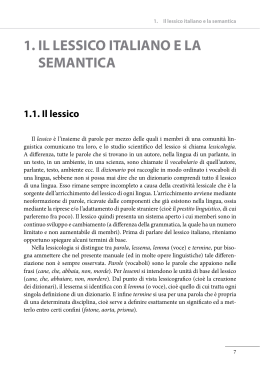 1. IL LESSICO ITALIANO E LA SEMANTICA 1.1. Il lessico