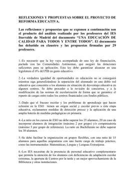 REFLEXIONES Y PROPUESTAS SOBRE EL PROYECTO DE