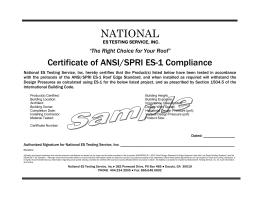 Certificate of ANSI/SPRI ES-1 Compliance