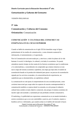 Comunicación y Culturas del Consumo