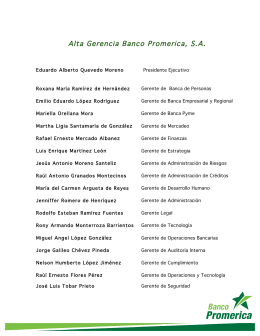Alta Gerencia Banco Promerica, S.A.actualizada a marzo de 2016
