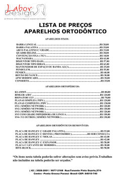 LISTA DE PREÇOS APARELHOS ORTODÔNTICO