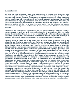 0. Introducción. Es para mí un gran honor y una gran satisfacción el