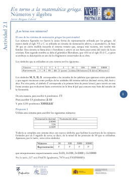 Números y álgebra A ctividad 2 .1 En torno a la matemática griega.
