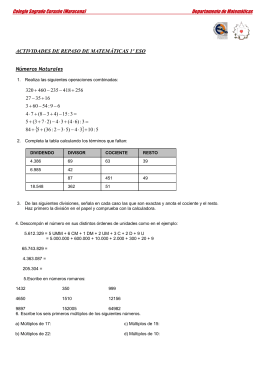 ACTIVIDADES DE REPASO DE MATEMÁTICAS 1º ESO Números