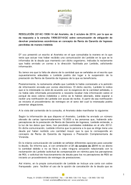 1 RESOLUCIÓN 2014C-1906-14 del Ararteko, de 2 octubre de 2014