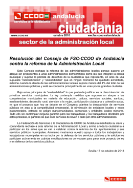 Resolución del Consejo de FSC-CCOO de Andalucía contra la