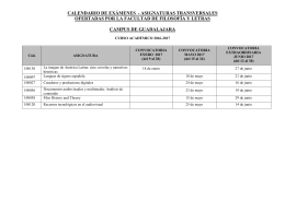 calendario de exámenes - asignaturas transversales ofertadas por