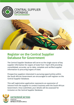 Register on the Central Supplier Database for Government