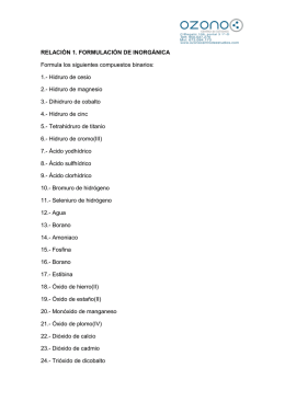 RELACIÓN 1. FORMULACIÓN DE INORGÁNICA Formula los