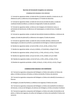 Ejercicios de formulación inorgánica con soluciones