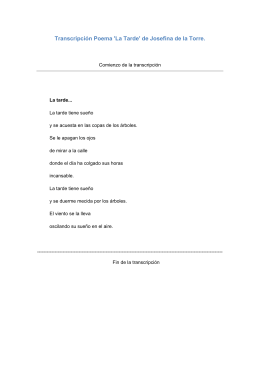 Transcripción Poema `La Tarde` de Josefina de la Torre.