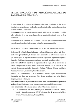 tema 8. evolución y distribución geográfica de la población española.