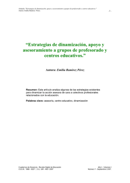 “Estrategias de dinamización, apoyo y asesoramiento a grupos de