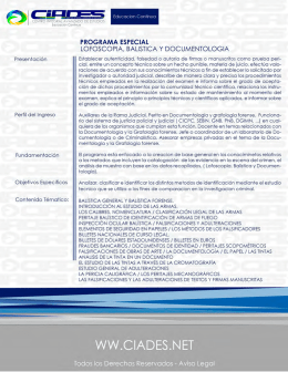programa especial lofoscopia, balistica y documentologia