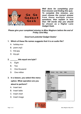 Gadget Geeks quiz - Higher Lane Primary School