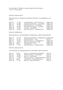 Calendario x torneo claudio garcia doctor azua