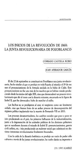 LOS INICIOS DE LA REVOLUCIÓN DE 1868: LA JUNTA