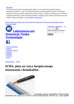 ECHA: plan na rzecz bezpiecznego stosowania