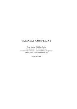 variable compleja i - Departamento de Matemáticas, UAM Iztapalapa