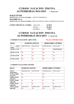 Horarios piscina AS PEDREIRAS 2014