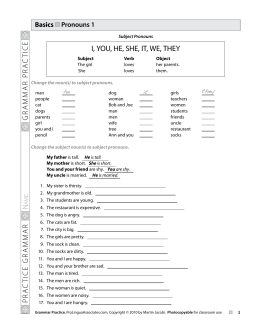 1: I, YOU, HE, SHE, IT, WE, THEY