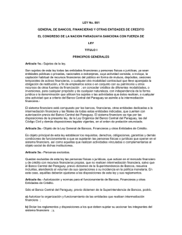 LEY No. 861 GENERAL DE BANCOS, FINANCIERAS Y OTRAS