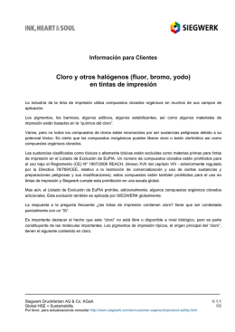 Cloro y otros halógenos (fluor, bromo, yodo) en tintas de