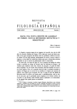 Hacia una nueva edición de Lazarillo de Tormes