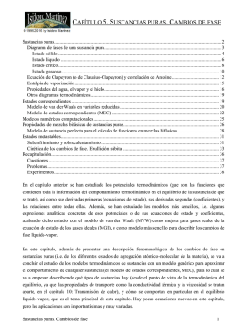 Sustancias puras. Cambios de fase