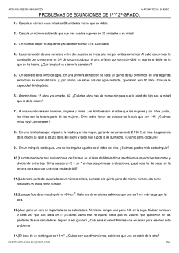 PROBLEMAS DE ECUACIONES DE 19 Y 29 GRADO.