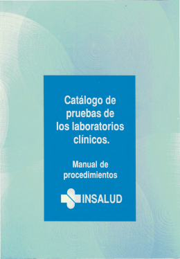 Catálogo de pruebas de los laboratorios clínicos. +INSALUD