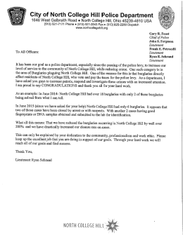 July 2015 - Reduction in Burglaries