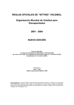 REGLAS OFICIALES DE “SITTING” VOLEIBOL Organización