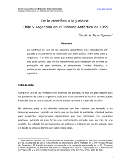 La participación chileno–argentina en el Tratado Antártico