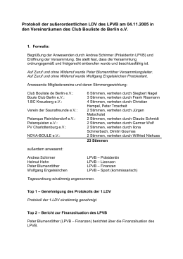 Protokoll der außerordentlichen LDV des LPVB am 04.11.05