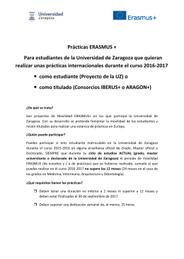 Información FEUZ ERASMUS+ UNIZAR 2016-17