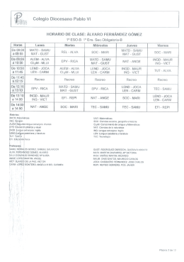 Colegio Diocesano Pablo VI HORARIO DE CLASE: ÁLVARO