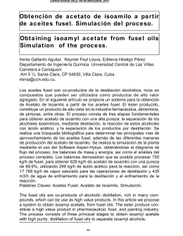 Obtención de acetato de isoamilo a partir de aceites fusel
