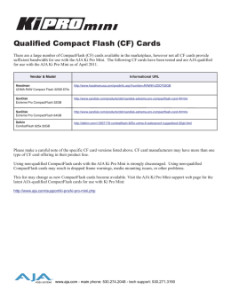 Qualified Compact Flash (CF) Cards