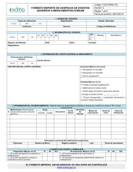 FORMATO REPORTE DE SOSPECHA DE EVENTOS ADVERSOS A