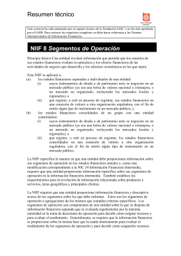 Resumen técnico NIIF 8 Segmentos de Operación