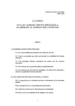 Análisis de la Lomce - Colectivo Lorenzo Luzuriaga