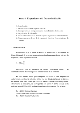 Tema 6. Expresiones del factor de fricción
