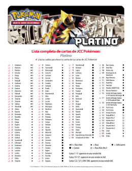 Lista completa de cartas de JCC Pokémon: Platino