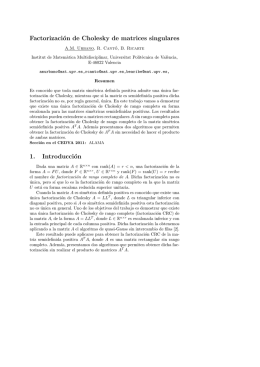 Factorización de Cholesky de matrices singulares 1. Introducción