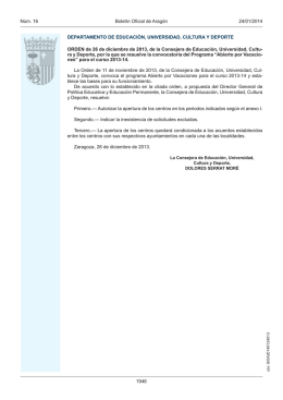 ORDEN de 26 de diciembre de 2013, de la Consejera de Educación