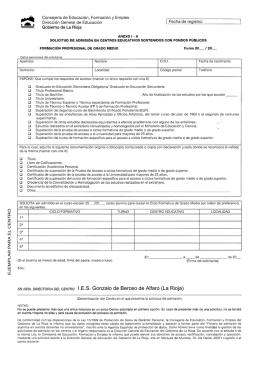 Preinscripción para Ciclos de Grado Medio